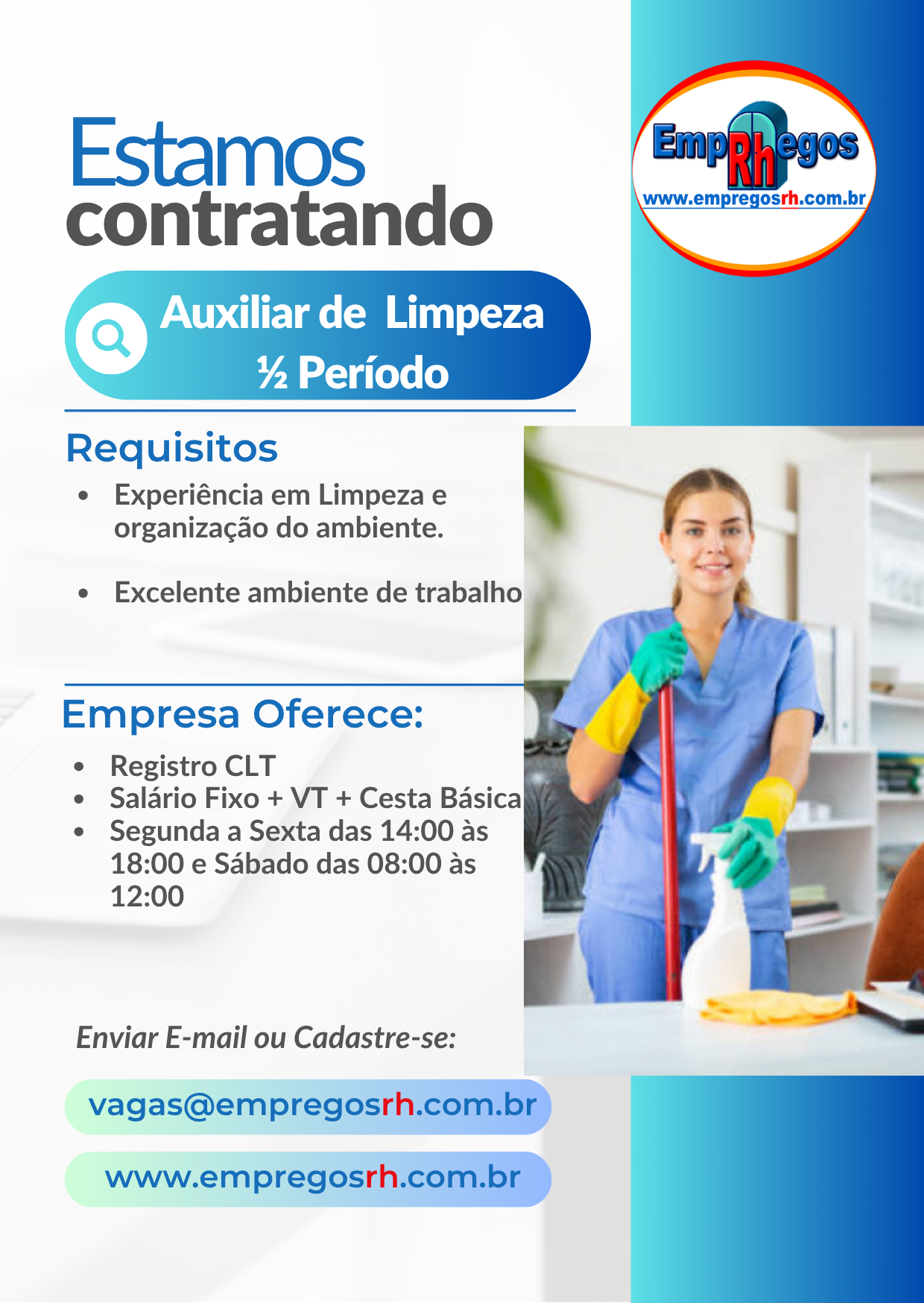 Auxiliar de Limpeza - Meio Periodo